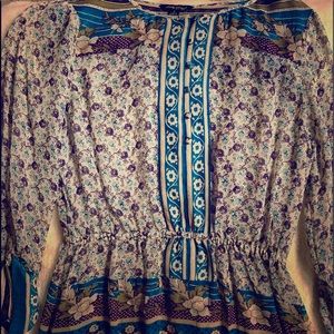 Lucky Brand sheer blouse bursting with colors!
